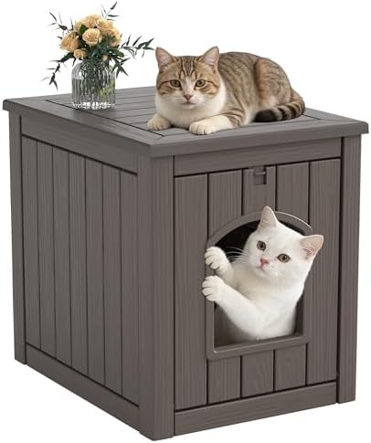 Cat Litter Box Enclosure, Feral Outdoor Cat Enclosure Weatherproof by Unknown