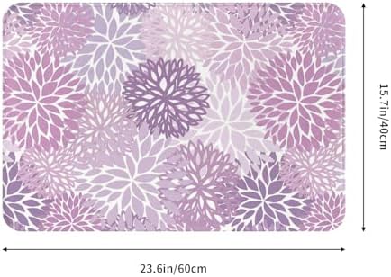 Purple Chrysanthemum Flowers Bath Mat 24x16 Inch Non-Slip Soft Microfiber - Image 3