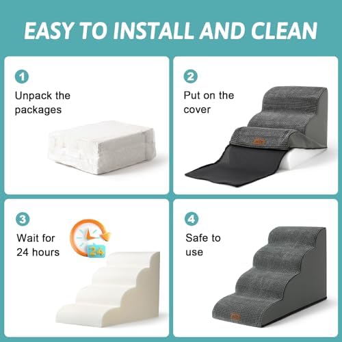 COZY KISS Dog Stair for Small Dog 15.7" H, 3 Step Pet Ramp for Couch - Image 6