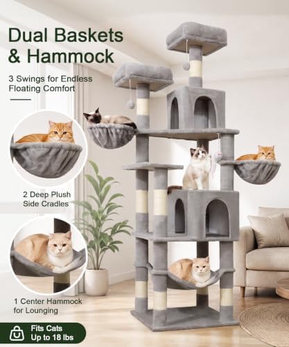 AMHANCIBLE Cat Tree Tower, 70 Inch Heavy Duty Cat Tree - Image 5