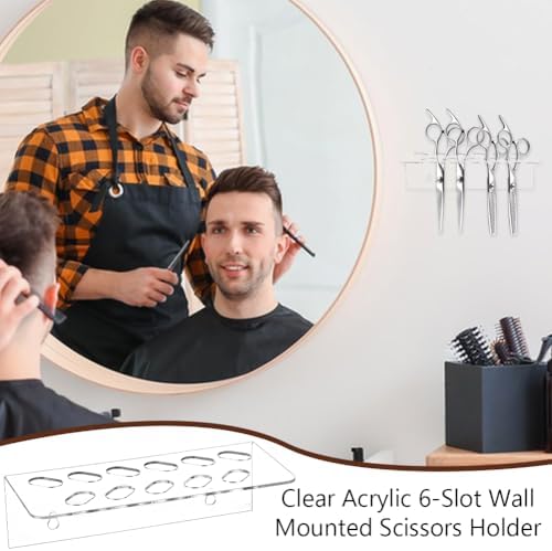 AHANDMAKER 2Pcs Clear Acrylic Wall Mounted Scissors Shear Holder Rack - Image 6