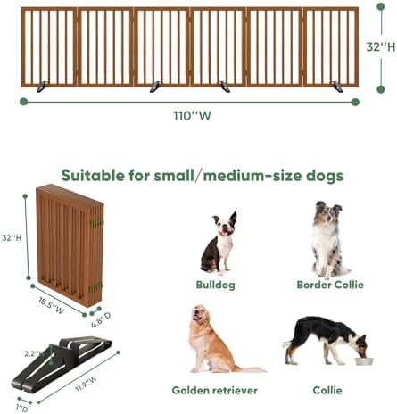 Dog Gates for Doorways, Tall Dog Gate Indoor, Foldable Pet Gates for Doorways - Image 2