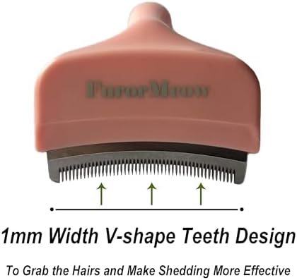 Pet Deshedding Tool with Curve Blade, Cat Grooming Brush, Tight V-shaped Teeth - Image 3
