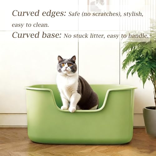 Large Cat Litter Box with High Sides, Side Entry Open Top Deep Tall Litter Pan - Image 6