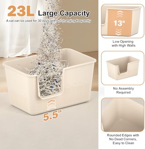 Cat Litter Box with High Sided, 24.8" Lx14.9 Wx13.0 H, Extra Large Cat Litter - Image 6