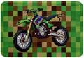 Cool Motorcycle Bath Rug, Pixelated Geometric Grid Shaggy Absorbent Non Slip by Manfei