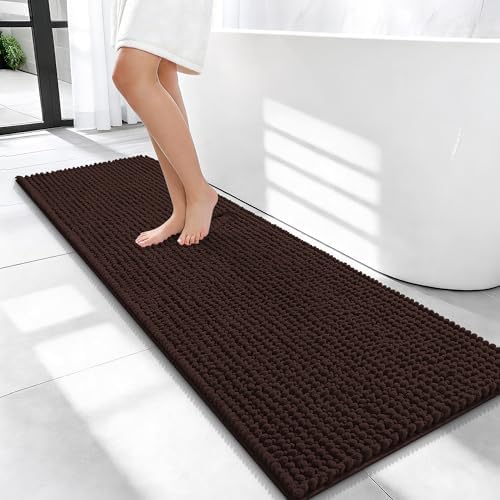 OLANLY Thick Chenille Bathroom Runner Rugs 47x17, Absorbent Bath Mat by OLANLY