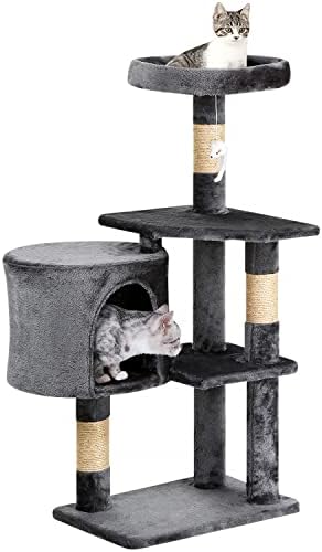 BestPet | 36" Cat Tree Tower | Light Gray | Sturdy Multi-Level Cat Tree by BestPet