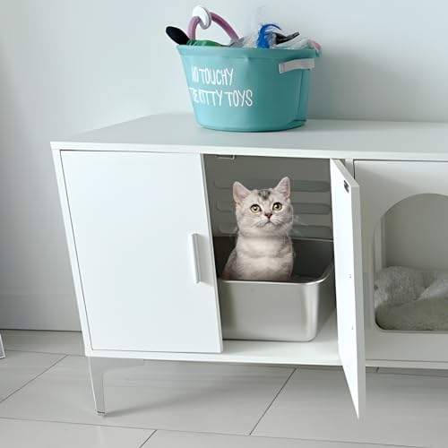 Stainless Steel Litter Box 2 Pack, Metal Cat Litter Box - Image 6