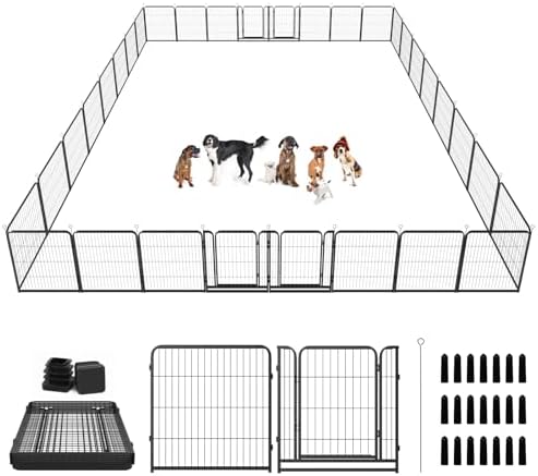 Kfvigoho Dog Playpen Outdoor Extra Wide 32 Panels Heavy Duty Dog Fence 40" by Committedtobetterpetlife