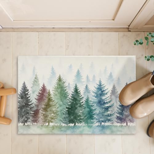Giwawa Pine Tree Bath Rug Natural Forest Fog Washable Bathtub Mat Non Slip - Image 7