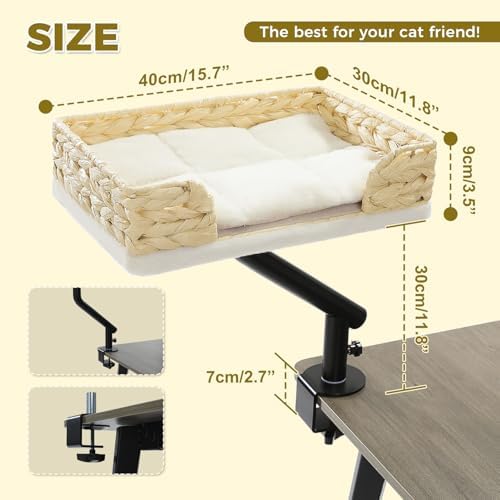 PAWZ Road Cat Desk Bed for Indoor Cats, Wicker Cat Bed for Desk Supports Up to - Image 3