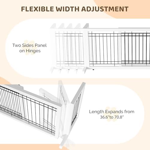 Bonnlo Free Standing Dog Gate, Wooden Adjustable Pet Fence Indoor, Christmas - Image 5