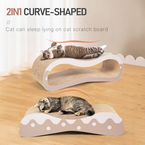FluffyDream 2 in 1 Cat Scratcher Cardboard Lounge Bed, Cat Scratching Post - Image 4
