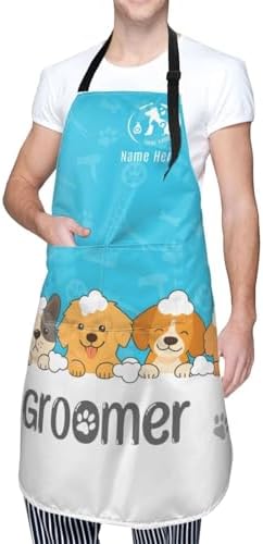 Custom Dog Grooming Apron with Logo Text, Pet Groomer Waterproof Aprons - Image 2