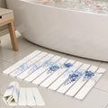 Blue Wisteria Foldable Stone Bath Mat, Absorbent Stone Bathroom Shower Mat by INFISIBLE