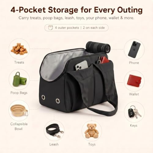Fashion Dog Purse Carrier for Small Dogs and Cats, Soft-Sided Puppy Tote Bag Up - Image 4