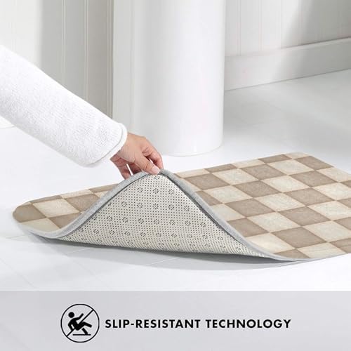 Retro Checkered Bath Mat Non-Slip Soft Microfiber Bathroom Rugs Washable Bathmat - Image 4
