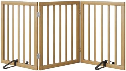 Dog Gates for Doorways Stairs, Foldable Freestanding Pet Gate, Dog Fences Indoor by MinoKesper