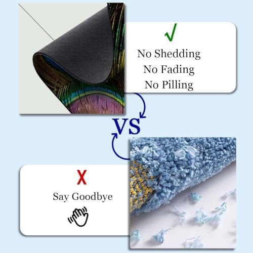Vibrant-Peacock-Feathers Super Absorbent Quick-Drying Bathroom Mat Rug - Image 4