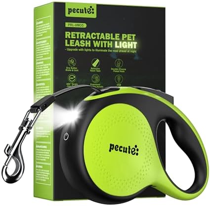 Retractable Dog Leash with Flashlight, 26ft Heavy Duty Retractable Pet Leash by pecute