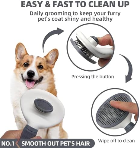 6-in-1 Grey Pet Grooming Kit: Hair Brush, Washing Gloves, Slicker Brush - Image 2