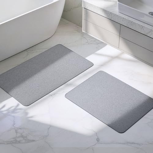 HOMTEB Bathroom Rugs Sets 2 Piece, Thin Bath Mat Absorbent Quick Dry, Machine by HOMTEB