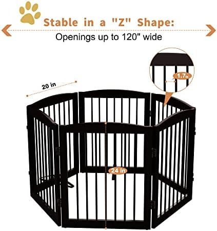 PUPETPO Freestanding Pet Gate for Dogs, Foldable Wooden Dog Gate for House - Image 5