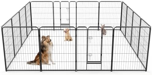 NEWBULIG Dog Playpen 16 Panels 40 Inch Indoor Outdoor Metal Dog Fence Pen by NEWBULIG