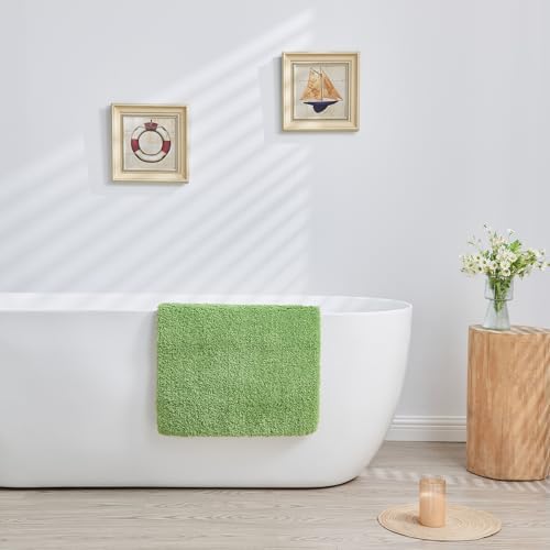 CozeCube Green 32"x20" Shaggy Non Slip Soft Washable Bath Mat - Image 6