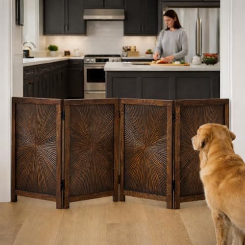 Freestanding Pet Gate, 4-Panel Folding, 56x28 in - Image 3