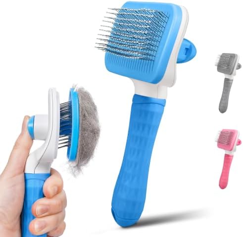 Dog & Cat Brush, Self Cleaning Slicker Brush by PWOD