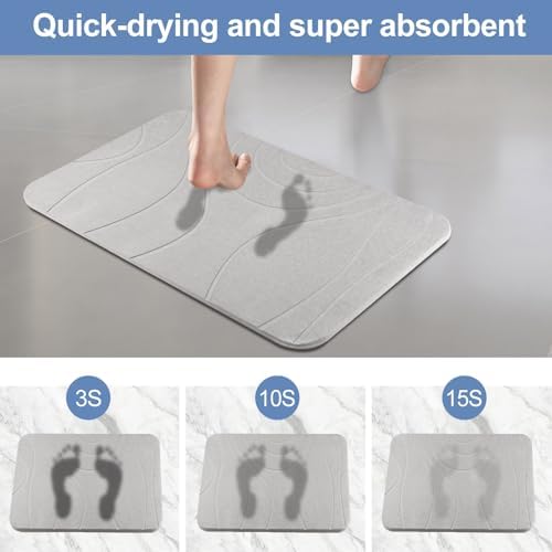 Stone Bath Mat, 2 Pack Diatomaceous Earth Shower Mat, Non-Slip Super Absorbent - Image 5