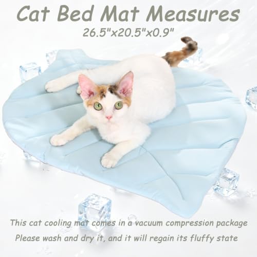 Cat Cooling Mat Cat Leaf Bed Mat Comfortable Soft Fabric Breathable Cozy - Image 2