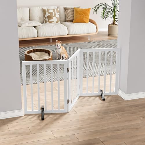 Dog Gates for The House Freestanding Foldable Pet Gates for Doorways 3 Panels - Image 3