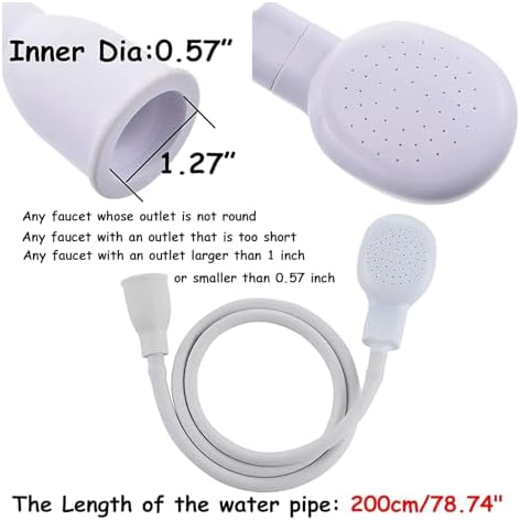 2m/6.56ft Sink Spray Rubber Hose Portable Sink Hose Faucet Sprayer Shampoo - Image 3