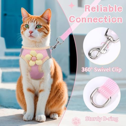 Cat Harness and Leash Set, Escape Proof Soft Vest Walk Pink S - Image 5