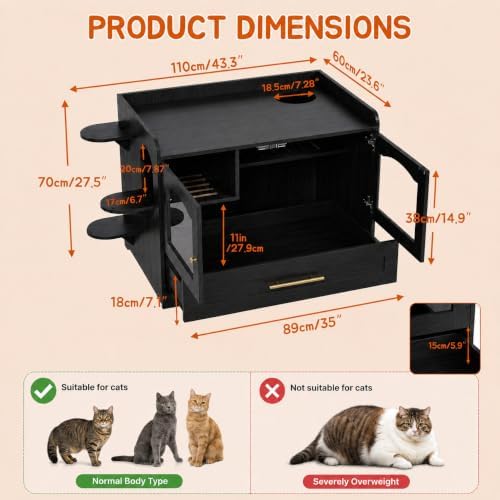 Cat Litter Box Enclosure Furniture, Dog Proof Hidden Litter Box Cabinet - Image 2