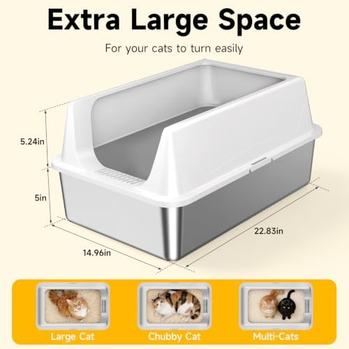XL Open Top Stainless Steel Litter Box - Image 2