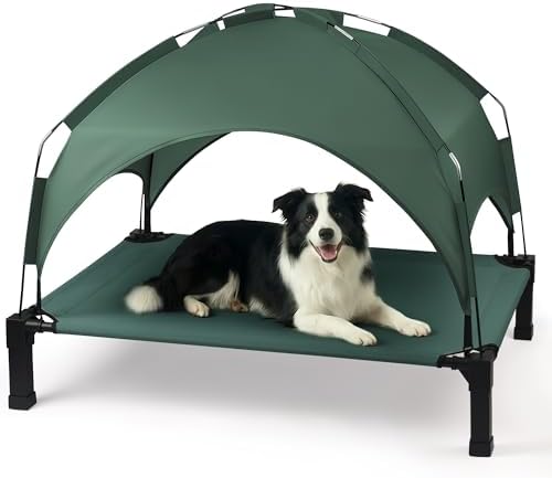 Heeyoo Elevated Dog Bed with Removable Canopy, Portable Dog Cot with Sun by Heeyoo
