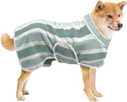 Fast‑Drying Dog Bathrobe, Absorbent Striped Pet Towel by PawSailor