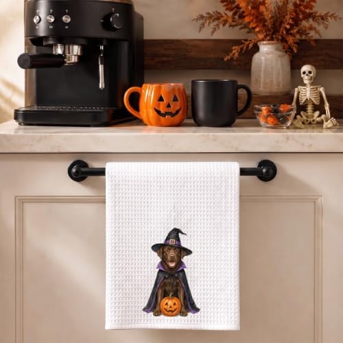 Halloween Dog Kitchen Towel 16x24 Inch, Cute Chocolate Labrador Witch Pumpkin - Image 5