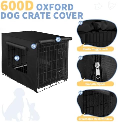 X-ZONE PET Dog Crate Cover Waterproof Kennel Cover, 30 in Black - Image 3