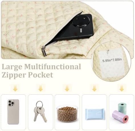 Quilted Small Dog Carrier Bag Floral Dog Sling Carrier - Image 6