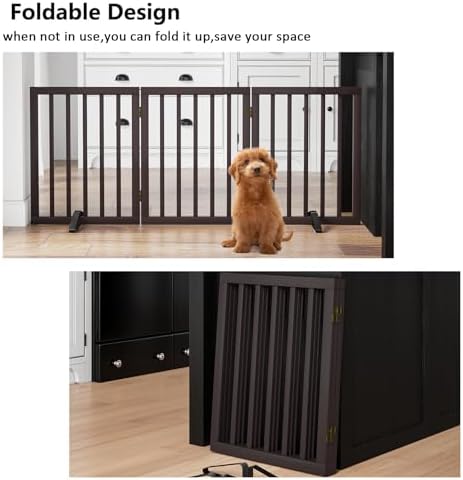 Dog Gates for Doorways Stair House Freestanding Pet Gates for Dogs Wooden Dog - Image 4
