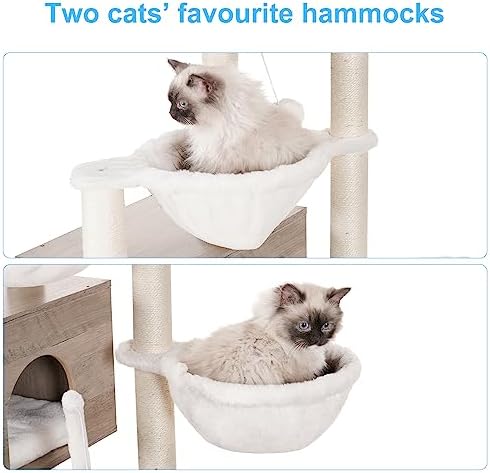 Hey-brother Cat Tree Tower, Wooden Litter Box Enclosure and Condo - Image 5
