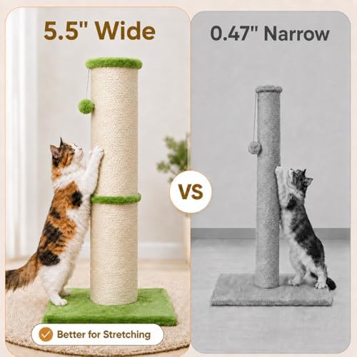 PAWSCRAT 32-Inch Tall Cat Scratching Post, 5.5-Inch Diameter - Image 4