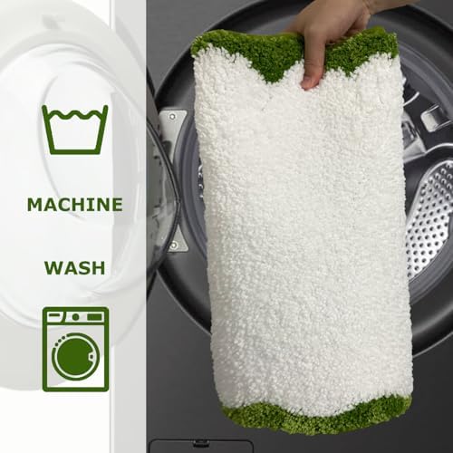 Cute Green Scalloped Bathroom Mat, Fun Plush Luxury Microfiber Bath Rug - Image 6