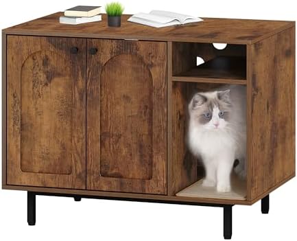 Hzuaneri Cat Litter Box Enclosure, Hidden Litter Box Furniture by Hzuaneri