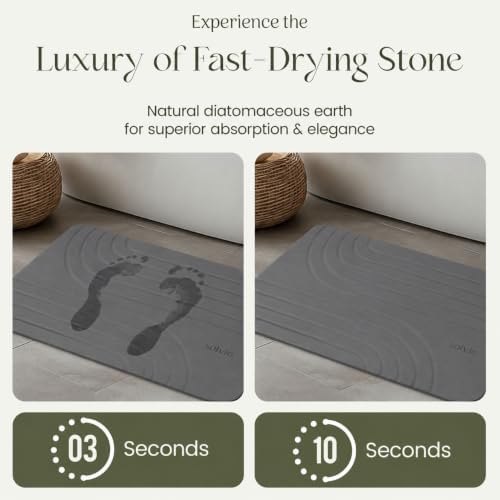 Quick Dry Shower Stone Bath Mat, Super Absorbent & Non-Slip 24 x 16 Inch - Image 5